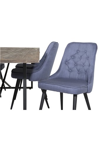 Matgrupp Padang med Velvet Deluxe matstolar, 250 × 100 cm