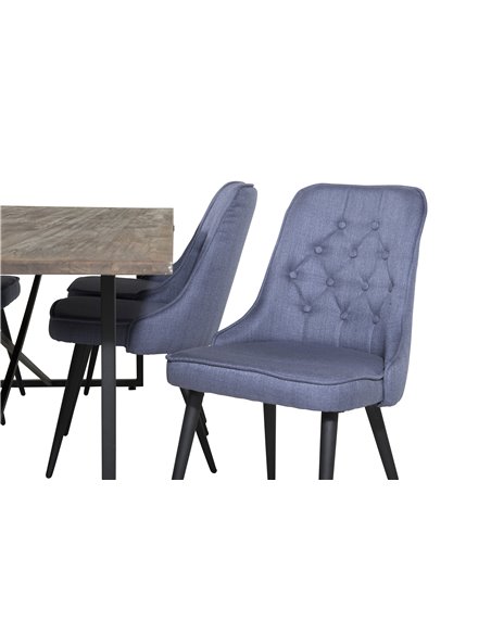Matgrupp Padang med Velvet Deluxe matstolar, 250 × 100 cm
