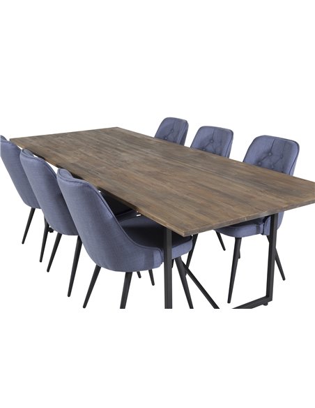 Matgrupp Padang med Velvet Deluxe matstolar, 250 × 100 cm