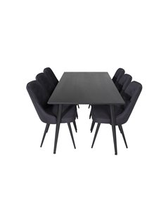 Matgrupp Dipp med Velvet Deluxe matstolar, 180 × 90 cm