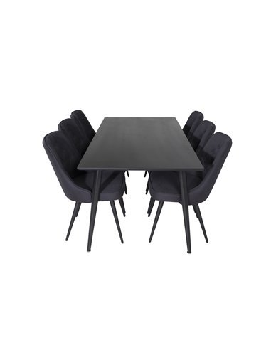 Matgrupp Dipp med Velvet Deluxe matstolar, 180 × 90 cm
