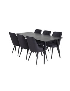 Matgrupp Dipp med Velvet Deluxe matstolar, 180 × 90 cm 2