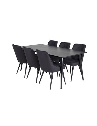 Matgrupp Dipp med Velvet Deluxe matstolar, 180 × 90 cm