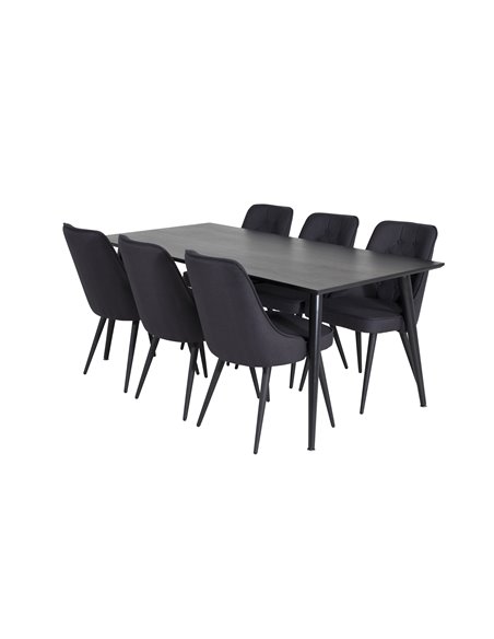 Matgrupp Dipp med Velvet Deluxe matstolar, 180 × 90 cm