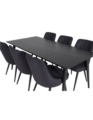 Matgrupp Dipp med Velvet Deluxe matstolar, 180 × 90 cm