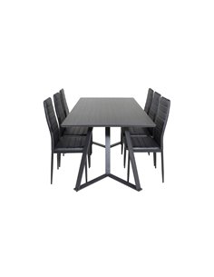 Matgrupp Marina med Slim matstolar, 180 × 90 cm