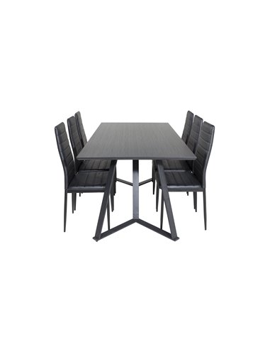 Matgrupp Marina med Slim matstolar, 180 × 90 cm