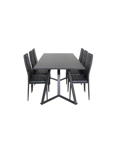 Matgrupp Marina med Slim matstolar, 180 × 90 cm