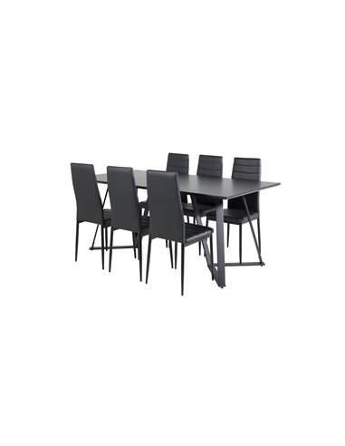 Matgrupp Marina med Slim matstolar, 180 × 90 cm