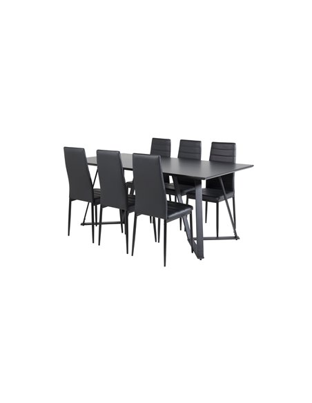 Matgrupp Marina med Slim matstolar, 180 × 90 cm