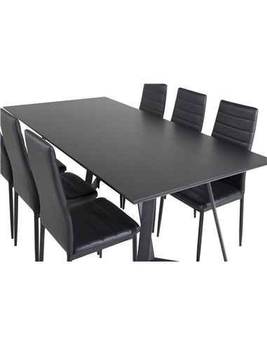 Matgrupp Marina med Slim matstolar, 180 × 90 cm