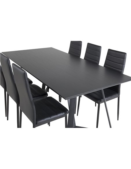 Matgrupp Marina med Slim matstolar, 180 × 90 cm