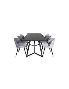 Matgrupp Marina med Velvet matstolar, 180 × 90 cm