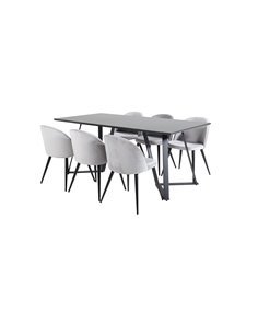 Matgrupp Marina med Velvet matstolar, 180 × 90 cm 2