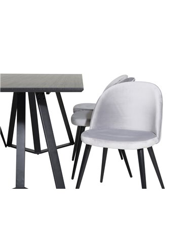 Matgrupp Marina med Velvet matstolar, 180 × 90 cm