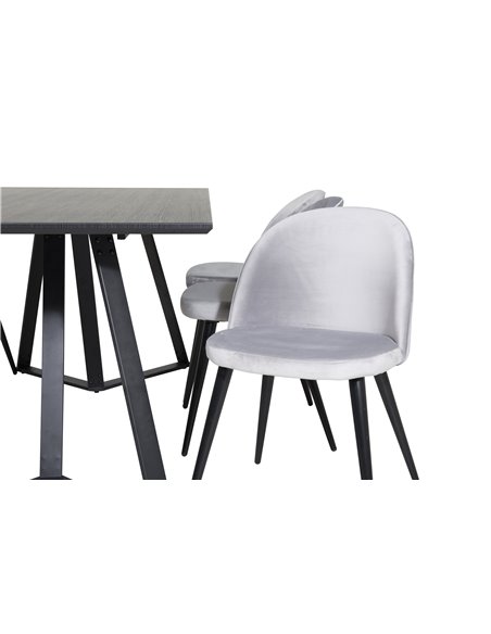 Matgrupp Marina med Velvet matstolar, 180 × 90 cm