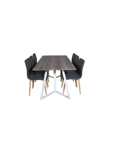 Matgrupp Marina med Windu matstolar, 180 × 90 cm