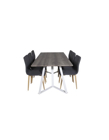 Matgrupp Marina med Windu matstolar, 180 × 90 cm