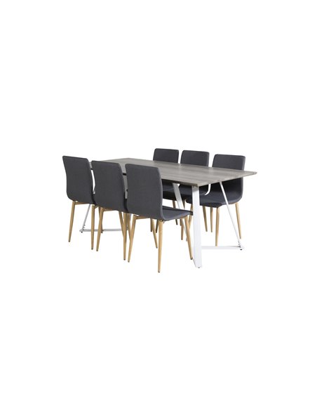 Matgrupp Marina med Windu matstolar, 180 × 90 cm