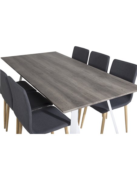 Matgrupp Marina med Windu matstolar, 180 × 90 cm