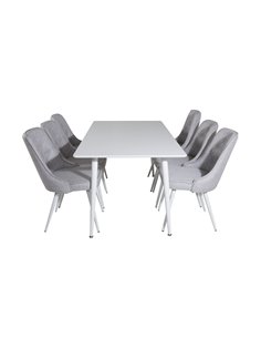 Matgrupp Polar med Velvet Deluxe matstolar, 180 × 90 cm