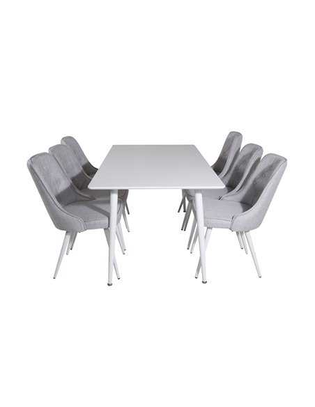 Matgrupp Polar med Velvet Deluxe matstolar, 180 × 90 cm
