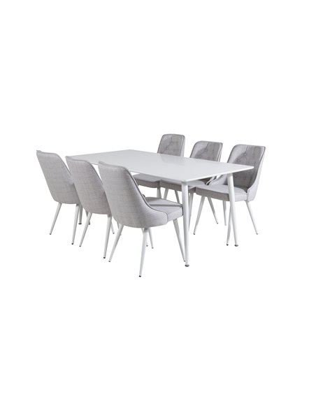 Matgrupp Polar med Velvet Deluxe matstolar, 180 × 90 cm