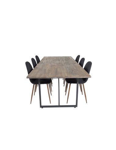 Matgrupp Padang med Polar matstolar, 250 × 100 cm
