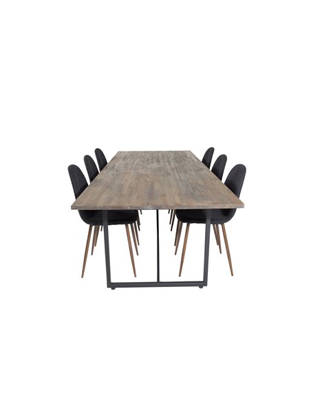 Matgrupp Padang med Polar matstolar, 250 × 100 cm