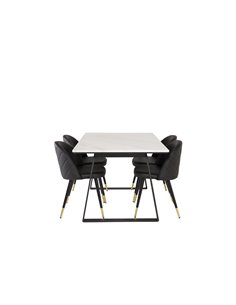 Matgrupp Estelle med Velvet matstolar, 140 × 90 cm
