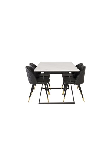 Matgrupp Estelle med Velvet matstolar, 140 × 90 cm