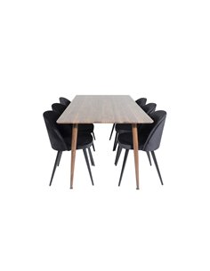 Matgrupp Polar med Velvet matstolar, 180 × 90 cm