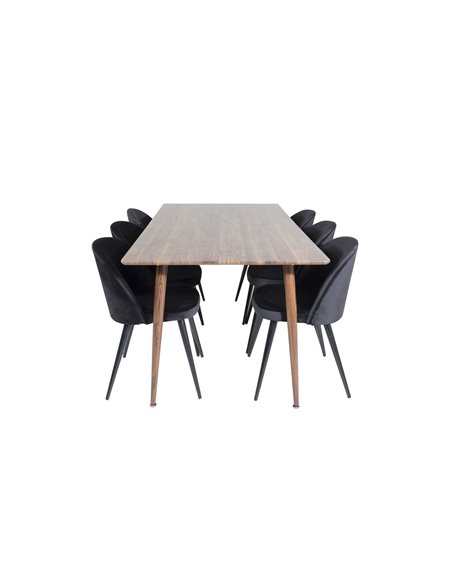 Matgrupp Polar med Velvet matstolar, 180 × 90 cm