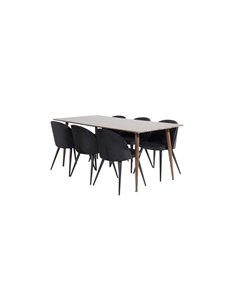 Matgrupp Polar med Velvet matstolar, 180 × 90 cm 2