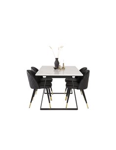 Matgrupp Estelle med Velvet matstolar, 140 × 90 cm 2
