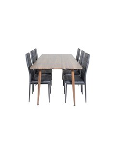 Matgrupp Polar med Slim matstolar, 180 × 90 cm
