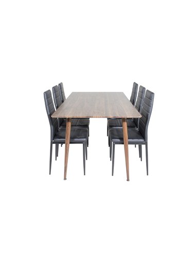 Matgrupp Polar med Slim matstolar, 180 × 90 cm
