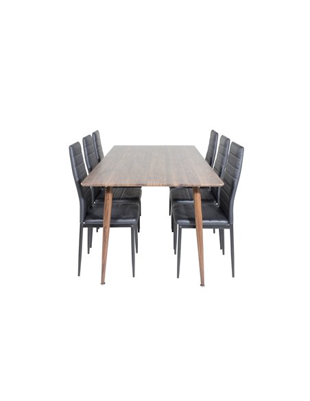Matgrupp Polar med Slim matstolar, 180 × 90 cm