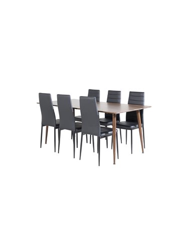Matgrupp Polar med Slim matstolar, 180 × 90 cm