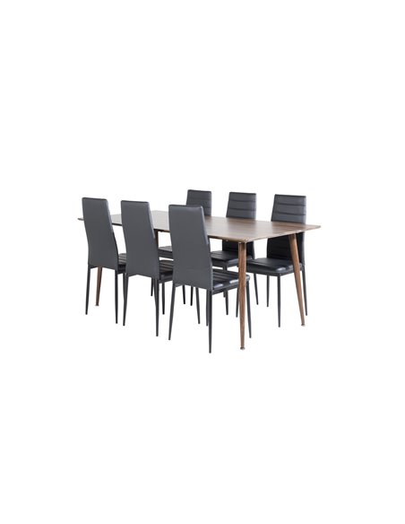 Matgrupp Polar med Slim matstolar, 180 × 90 cm