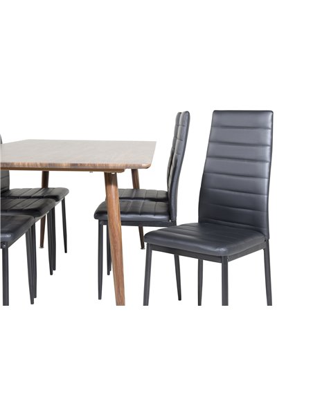 Matgrupp Polar med Slim matstolar, 180 × 90 cm