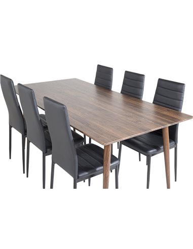Matgrupp Polar med Slim matstolar, 180 × 90 cm