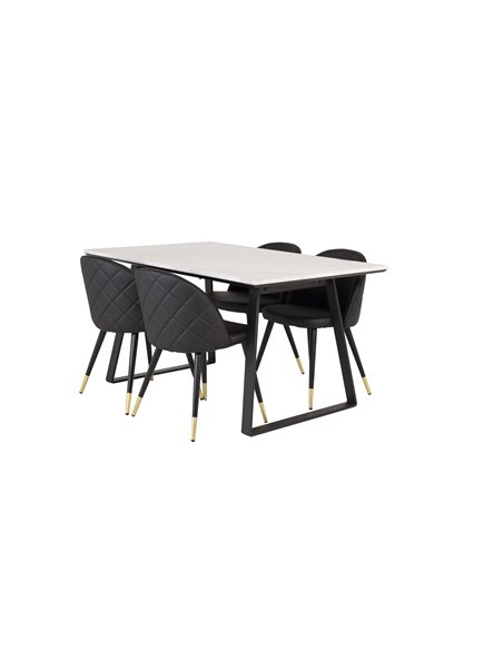 Matgrupp Estelle med Velvet matstolar, 140 × 90 cm