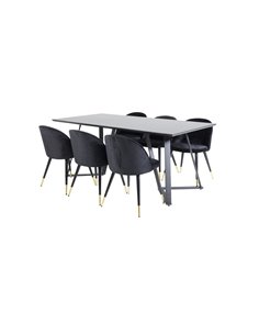 Matgrupp Marina med Velvet matstolar, 180 × 90 cm 2
