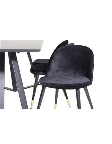 Matgrupp Marina med Velvet matstolar, 180 × 90 cm