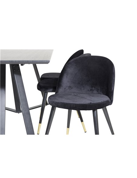 Matgrupp Marina med Velvet matstolar, 180 × 90 cm