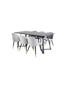 Matgrupp Marina med Velvet matstolar, 180 × 90 cm 2