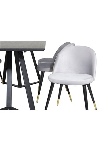 Matgrupp Marina med Velvet matstolar, 180 × 90 cm