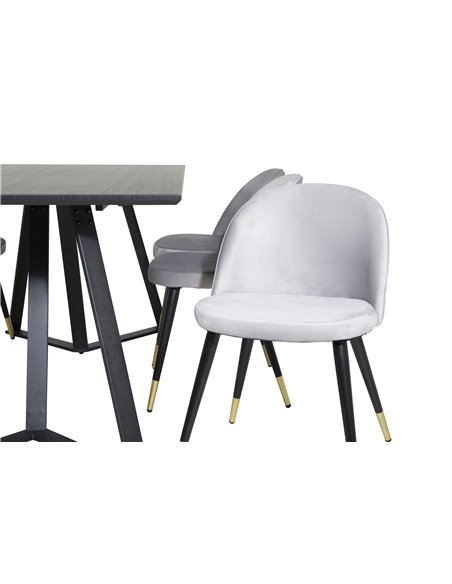 Matgrupp Marina med Velvet matstolar, 180 × 90 cm