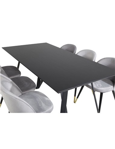 Matgrupp Marina med Velvet matstolar, 180 × 90 cm